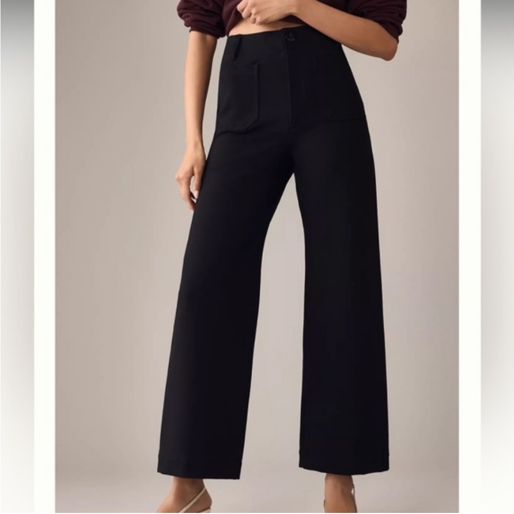 The Colette Cropped Wide-Leg Pants by Maeve: Ponte Edition